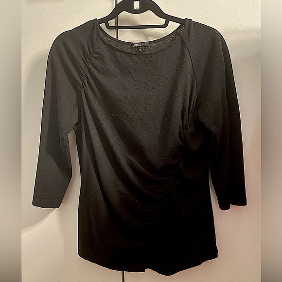 Women’s Lafayette 148 Black Top w Ruching - Picture 3 of 7